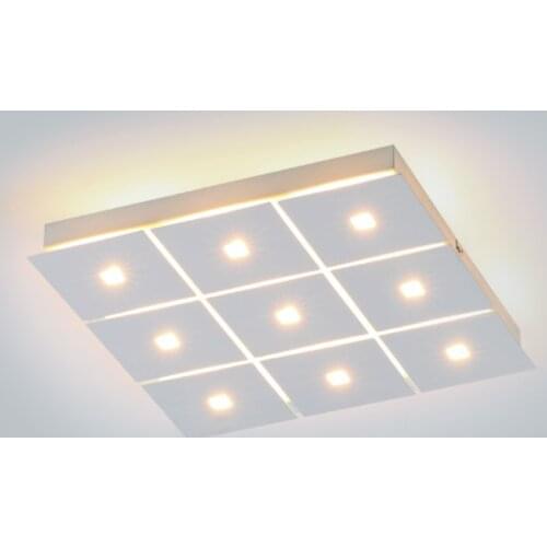 Ceiling LED lamp, plafon, square 34x34cm, 9x6W 5.400 lumens, 3000K, modern design, elegant and simple, white lacquered