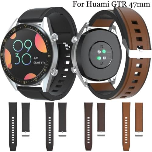 22mm watch Strap Leather + Silicone for Samsung Galaxy Watch 46mm Quick Release Watchband For Huami GTR 47mm wristband