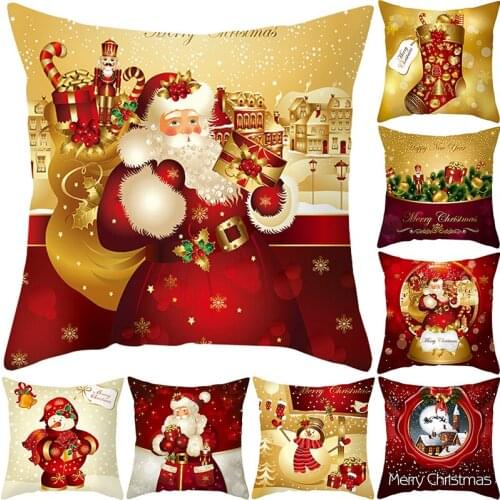 45x45cm Christmas Cushion Cover Home Decoration Merry Christmas Pillow Case Cotton Linen Sofa Cushion Xmas Gifts New Year