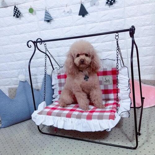 Removable Washable Cat Hammock Wrought Iron Floor-standing Pet Swing Small Dog Cat Rocking Chair Pet Supplies Beds
