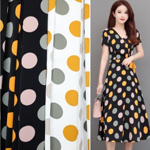 Wide 59'' Colored Big Polka Dots Printed Plain Satin Fabric For Clothes Skirts Shirt Materials