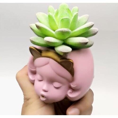 Silicone mold creative girl vase diy indoor succulent plant small flower pot making concrete resin mold home decoration tool