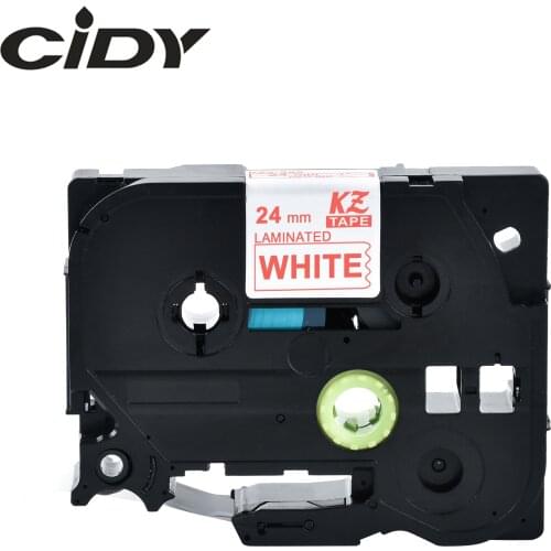 CIDY TZe 252 TZ 252 Tze252 Tz252 24mm red on white tze compatible laminated tape for brother label printers cidy