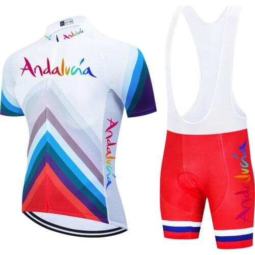 RUSSIA Cycling Jersey Andalucia Short Sleeve Bicycle Sportswear Ropa Ciclismo Men MTB Jersey Bib Shorts Set Bicicleta Clothing