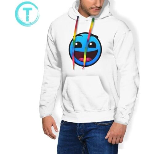 Geometry Dash Hoodie Geometry Dash Easy Hoodies Loose Grey Pullover Hoodie Male Winter Nice Hoodies