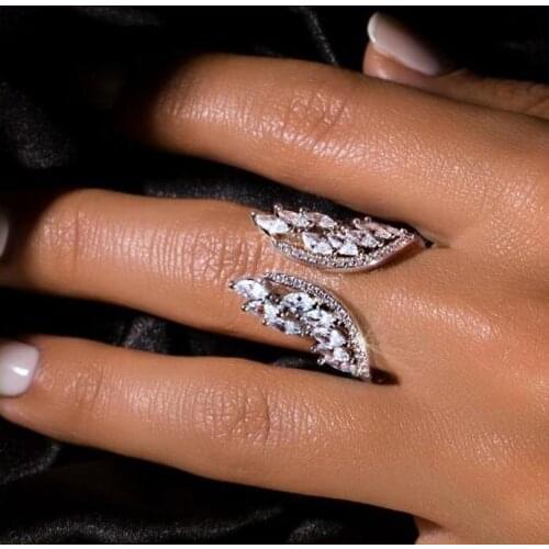 Vintage Angel wings 925 Sterling Silver ring Lab diamond Cz Engagement wedding band rings For women Anniversary Party Jewelry