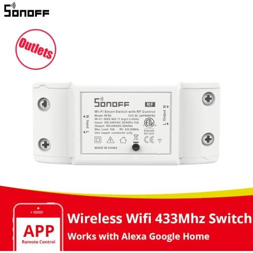 Itead SONOFF Outlets RFR2 Wifi Breaker Module Switch 433Mhz RF Switch Smart Home DIY Switch Works With Alexa Google Home Siri