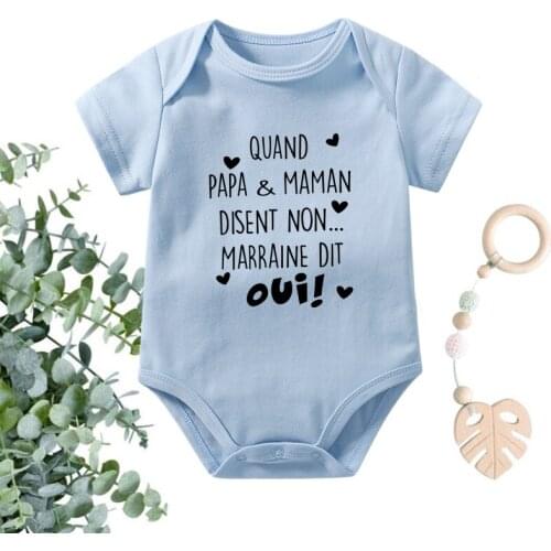 Quand Papa&Maman Disent Non Marraine Dit OUI Funny Newborn Baby Boy Girl Bodysuits Cotton Infant Rompers Onesies Toddler Clothes