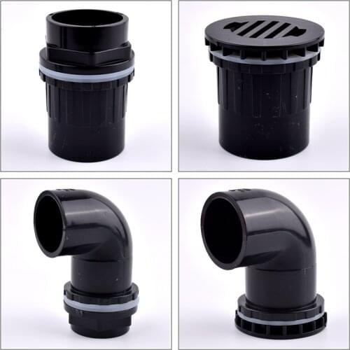1PC I.D 20~50mm PVC Pipe Aquarium Butt Fish Tank Inlet Outlet Drainage Connector Overflow Thread DIY Water Tank Elbow Joints