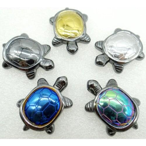 High quality Natural Stone Titanium Hematite Turtle Pendant Beads Gem For DIY Jewelry Making Necklace For Women Men 1Pc