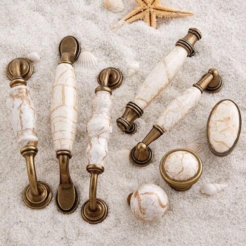 10PCS European Antique Kitchen Door Furniture Handles Ceramic Cupboard Drawer Wine Wardrobe Cabinet Pulls Handles & Knobs