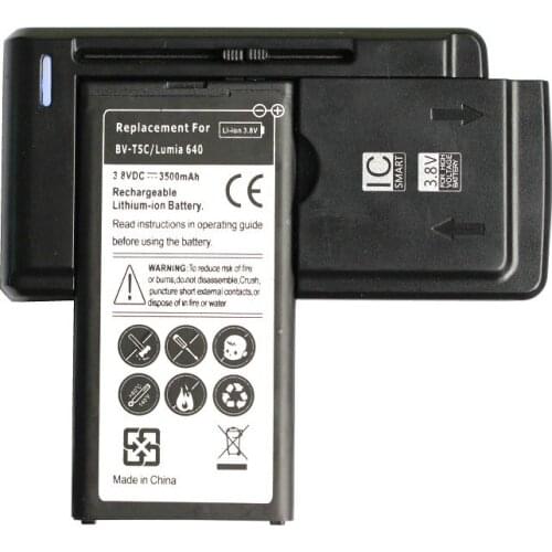 1x 3500mAh BV-T5C 3.8VDC Replacement Cell Phone Battery + Universal USB Wall Charger For Nokia Microsoft Lumia 640 RM-1073