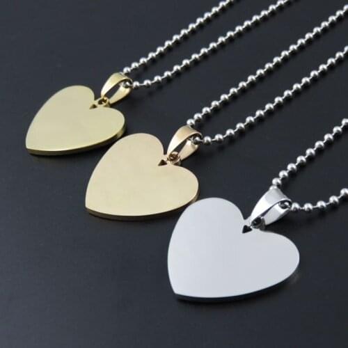3 Colors Stainless Steel Love Heart Dog Tags Necklace Pendant, Fashin Army Jewelry For Man DIY Logo