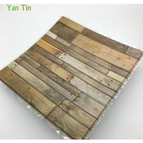 3D Wood Grain Nail Emboss Pattern Tiles Wall Sticker Bathroom Tile Waist Line Wall Decals Home Decor Detachable Vinyl Art Mural