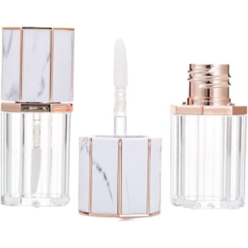 5ml Eight Sides Clear Lip Gloss Tube With Wand Plastic Lip Glaze Refillable Bottle Empty Cosmetic Packaging Container 30pieces