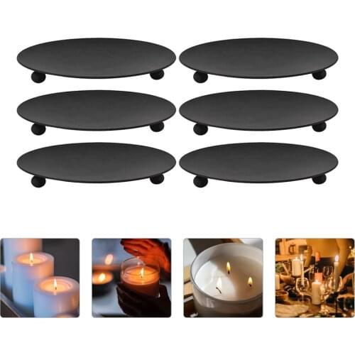 6Pcs Iron Candle Plate Tabletop Decor Wedding Candlestick Candle Display Tray