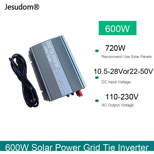 600W Micro Solar Grid Tie Inverter DC18V 36V PV Input to AC230V110V Output Pure Sine Wave Converter