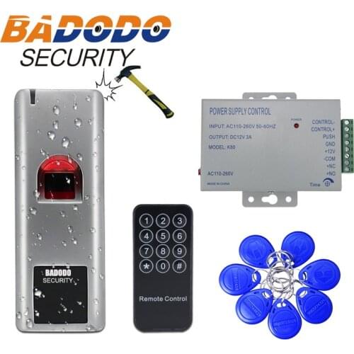 12V 3A power adapter 10 tags waterproof Biometric Fingerprint RFID reader 125KHZ EM IC 13.56mhz Door lock Access Control System