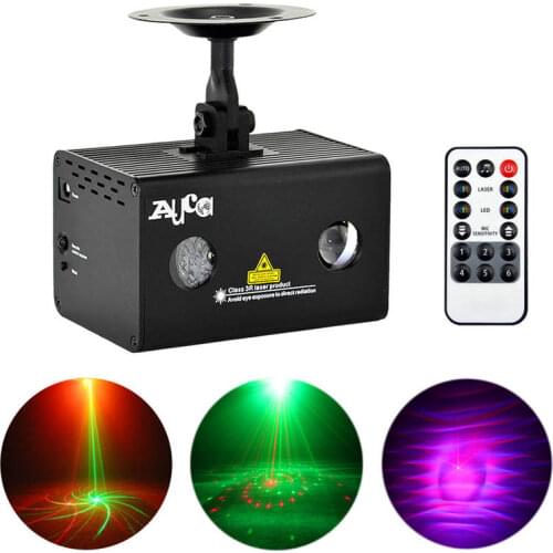 AUCD Mini Remote 12 Patterns RG Laser Lighting Xmas Water Galaxy RGB LED Stage Light Projector Wedding Party DJ Home LL-12RG