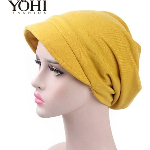 New fashion 6 colour beret Hats Slouchy Baggy Beanie Cap With Visor Beret for Women Cap Bonia Casual Army Visor Hats