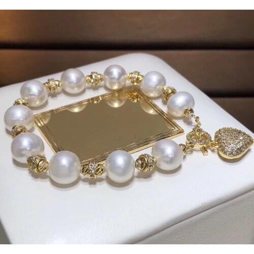 D328 Pearls Bracelets Fine Jewelry Natural about 10mm Fresh Water White Pearls Bracelets for Women FIne Presents