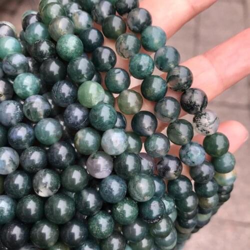 Natural Moss Agates Stone Beads for Jewelry Making DIY Bracelet Necklace Size 4-12mm 15" Loose Strand Spacer Beads Semi-precious