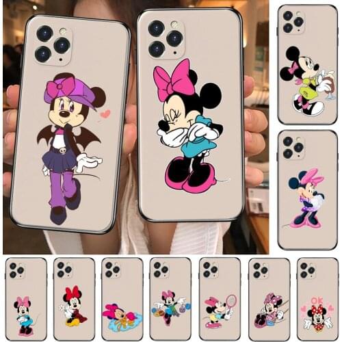Minnie Mouse OK Anime Phone Case cover For iphone 12 Pro Max 11 8 7 6 S XR PLUS X XS SE 2020 mini cell shell milky white