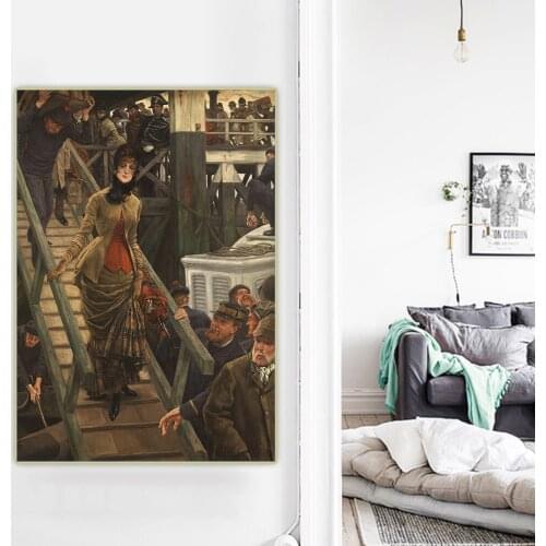 Citon James Tissot《Embarkation in Calais》Canvas Oil Painting Artwork Print Poster Picture Wall Decor Home Living Room Decoration