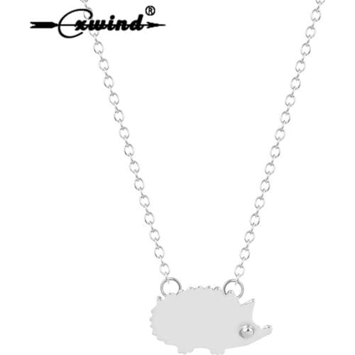 Cxwind Cute Hedgehog Animal Necklaces Charm Jewelry Tiny Hedgehog Pendant Necklace for Women Kid Clavicle Chain Necklace Bijoux