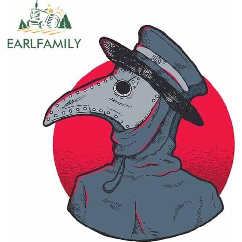 EARLFAMILY 13cm x 11.6cm for Plague Doctor Car Stickers VAN Cartoon Windshield Decal Windows SUV RV Occlusion Scratch Decoration