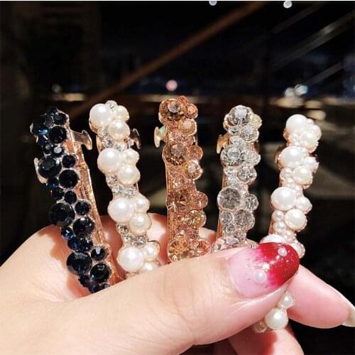 Elegant Pearl Rhinestone Hair Clips for Women girls Bridal Headwear Hairpins Barrette Headbands Scrunchie Women Hair Accessories
