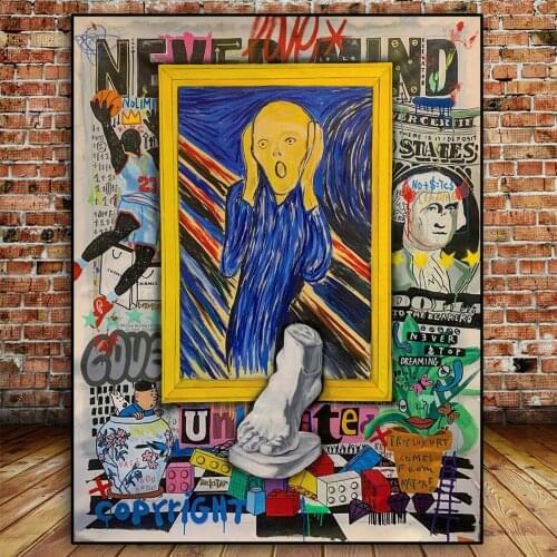 Graffiti Art Posters and Prints on the Wall Canvas The Screaming Man Painting the Famous Artwork Picture for Living Room Decor