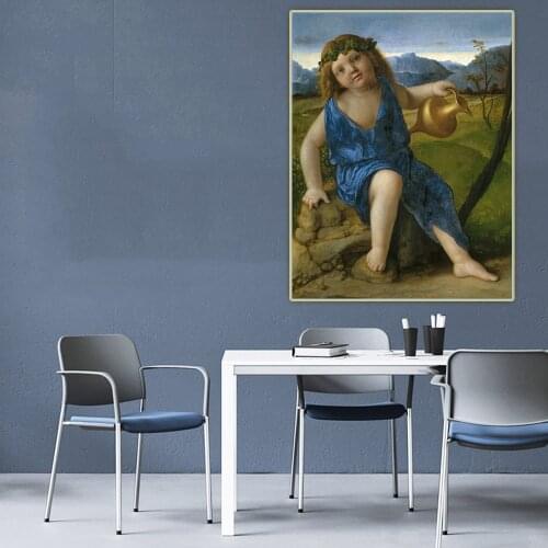 Citon Giovanni Bellini《The Infant Bacchus》Canvas Art Oil Painting Artwork Poster Picture Wall Background Decor Home Decoration