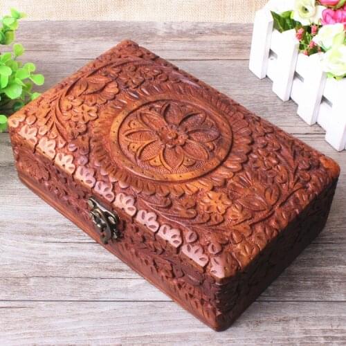 India Pakistan Antique Walnut handmade jewelry box jewelry box stereo whole wood
