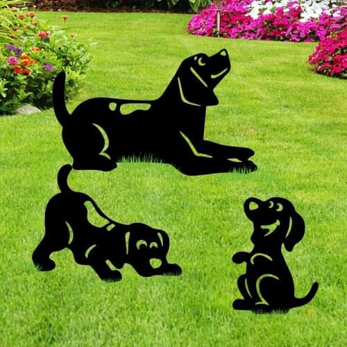 Ard Art Dog Garden Decoration Metal Cat Garden Art Stakes Black Dog Silhouette Yard Decoration Repel Rodents Birds Rabbits