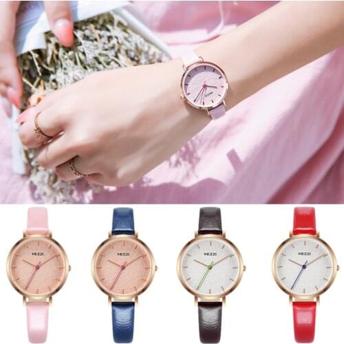 Kezzi Brand Women Leather Quartz Watch Simple Ladies Flower Big Dial Watches
