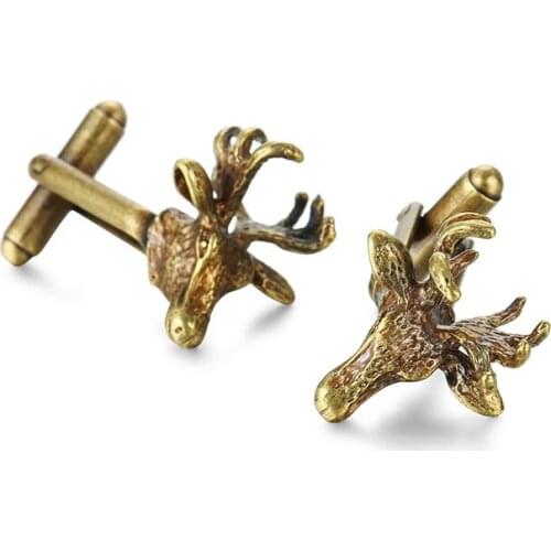 Classic mens Cufflinks brass 12 zodiac animal shape China of deer head Cufflinks