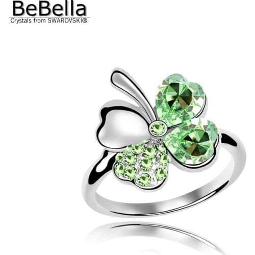 BeBella clover rings wedding jewelry made with Austrian crystals from Swarovski for girls Christmas gift