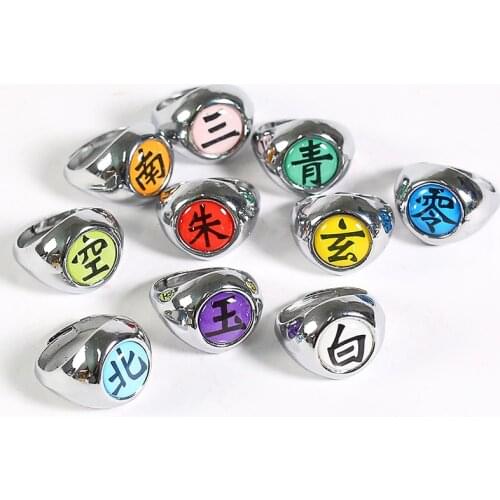 Akatsuki Member Cosplay Ring Sharingan Metal Model Toys Christmas Gifts 10pcs/set