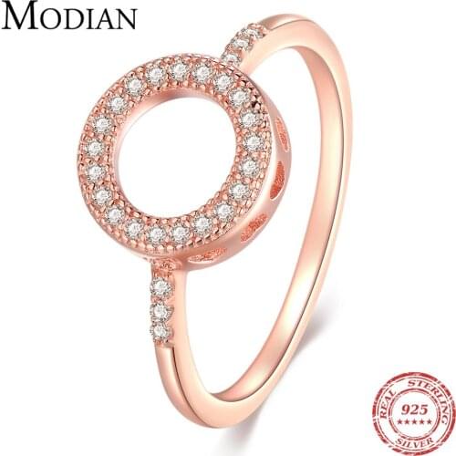 Modian 2019 Instagram Style 925 Sterling Silver Circle Heart Ring Shining Fashion Zirconia Rose Gold Jewelry For Women Party