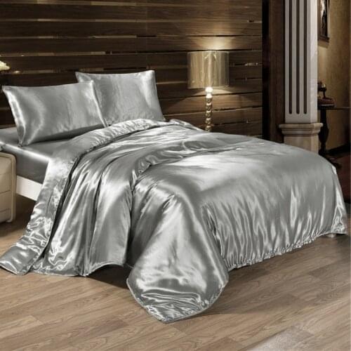 Tencel Bedding Set Solid Color Silky Soft Duvet Cover Luxury Satin Charmeuse Sheet Family Size Queen King Bedding Pillowcases