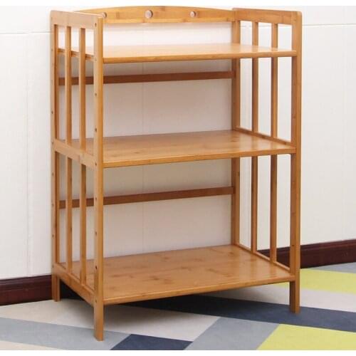 Kitchen shelf microwave oven storage shelf living room solid wood pot supplies multi-layer storage cabinet floor shelf