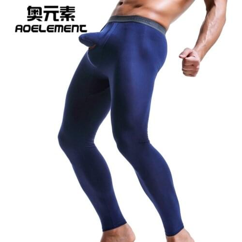 Mens health autumn and winter bullets separation pants modal scrotum support ong nose leggings youth thin tight warm pants