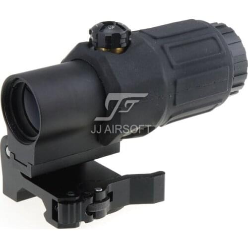 JJ Airsoft 3X Magnifier with Switch to Side STS Quick Detachable / QD Mount (Black / Tan)