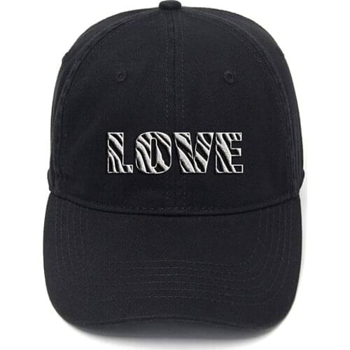 Lyprerazy Zebra-Stripe Love Washed Cotton Adjustable Men Women Unisex Hip Hop Cool Flock Printing Baseball Cap