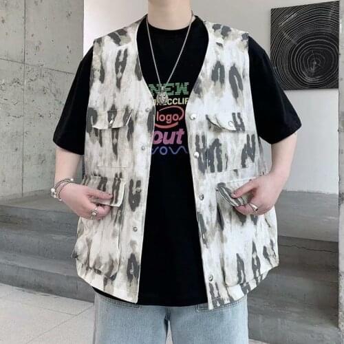 Men Clothing Printing Vest 2021 Spring Summer New Jacket Tie Dye Top Fashion Coat Leisure White Black Couples Streets