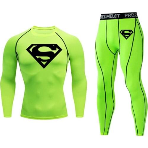 Mens Winter Clothing Thermal underwear Sports leggings + shirts 2 pieces Fitness Set Long Johns Warm Tracksuit Workout clothing