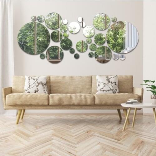26pcs 3D Effect Round Mirror Stickers Art Distorting Mirror Stickers Decal Silvery Acrylic Mirror Unbreakable Wall DIY Decor