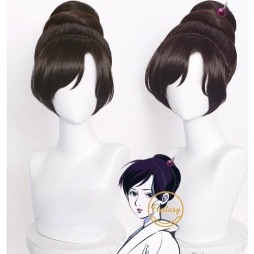 Anime The Princess of Snow and Blood Sawa Yukimura Cosplay Black Wig Hair Heat Resistant Synthetic Hair+Free Wig Cap