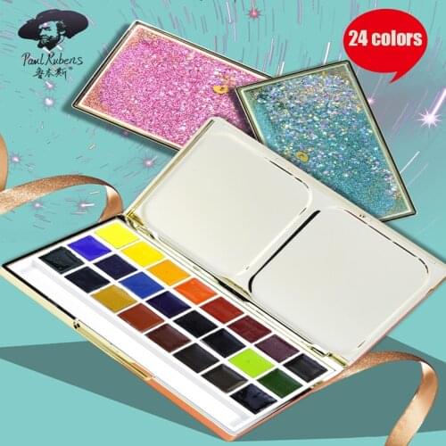 Paul Rubens Solid Watercolor Paint 24 Colors Set Professional Brilliant Colourful Watercolor Pigment for Artists Art Supplier